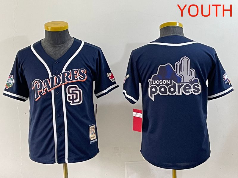 Youth 2025 San Diego Padres Blank Blue Throwback Game Nike MLB Jersey style 17